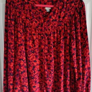 a new day Red and Black Floral Blouse